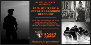 an HB seed poster about the 15% military and first responder discount